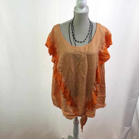 A.n.a Tie dye ruffle blouse orange XL - Picture 1 of 16